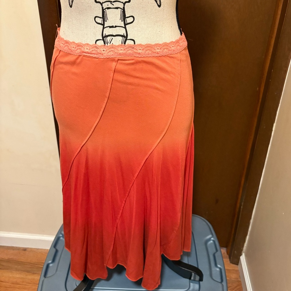 Free People Orange Ombre A-Line Skirt NWT